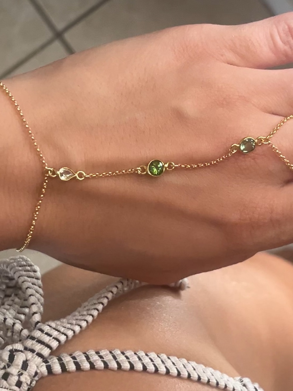 Tourmaline Spinel Handchain | Handmade 14k Gold Filled